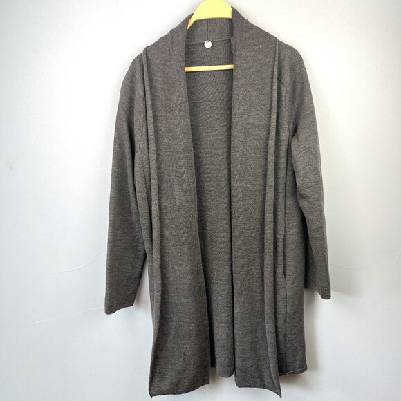 Margaret O'Leary Gray Wool Longline Open Front Cardigan Sweater Size M - Picture 1 of 7